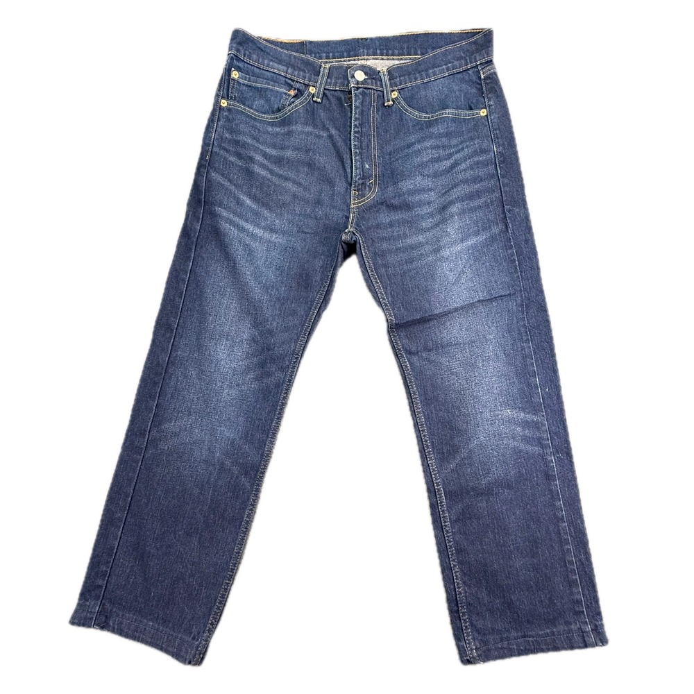 Levi's 505 Regular Fit Jeans Mens 34x26.5‎ (Altered) Dark Wash Blue Straight Leg